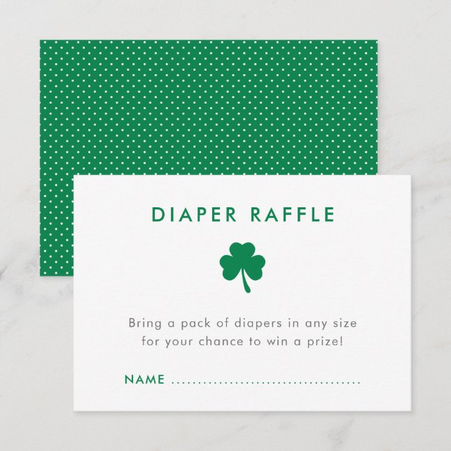 Invitación St. Patrick's Shamrock Baby Shower Diaper Raffle (Anverso / Reverso)