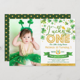 Invitación St Patrick's Shamrock Lucky One First Birthday