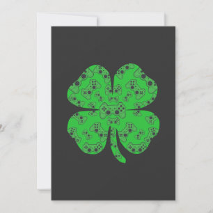 Invitación St Patrics Day Video Game Controller Shamrock