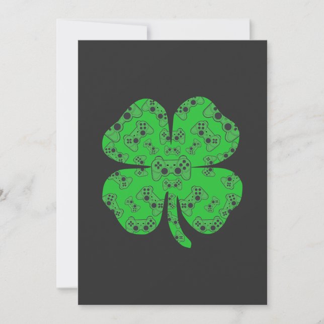 Invitación St Patrics Day Video Game Controller Shamrock (Anverso)