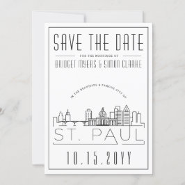 Invitación St. Paul Boda | Estilizado Skyline Guardar la fech