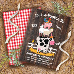 Invitación Stacked Farm Animals Barnyard Birthday Party<br><div class="desc">Adorable Farm Animals Birthday Party invitations. Features a stack of cute farm animals: pig,  cow,  sheep,  rooster,  goat and baby chick on a dark barn wood background. Great for a 2nd birthday,  but any age will work.
Great for a boy or girl. Perfect for a Petting Zoo party.</div>