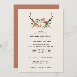 Invitación Stag rust terracota floral rústico elegante modern