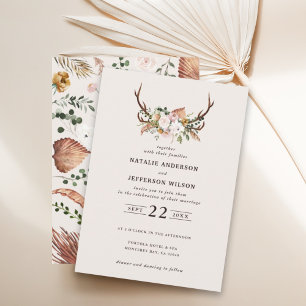 Invitación Stag rust terracota rosa rústico-elegante