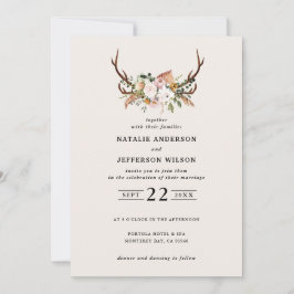 Invitación Stag sage verde floral rústico elegante moderno