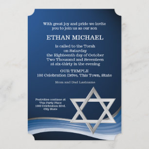 Invitación Star and Blue Wave Bar Mitzvah