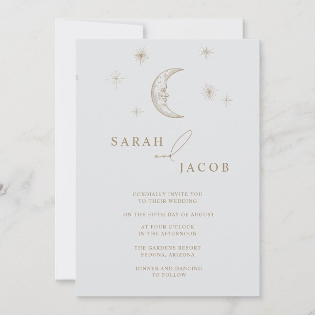 Invitación Star and Moon Celestial Photo Wedding Invitation (Anverso)
