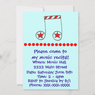 Invitación Star Musical Note Music Recital Invite