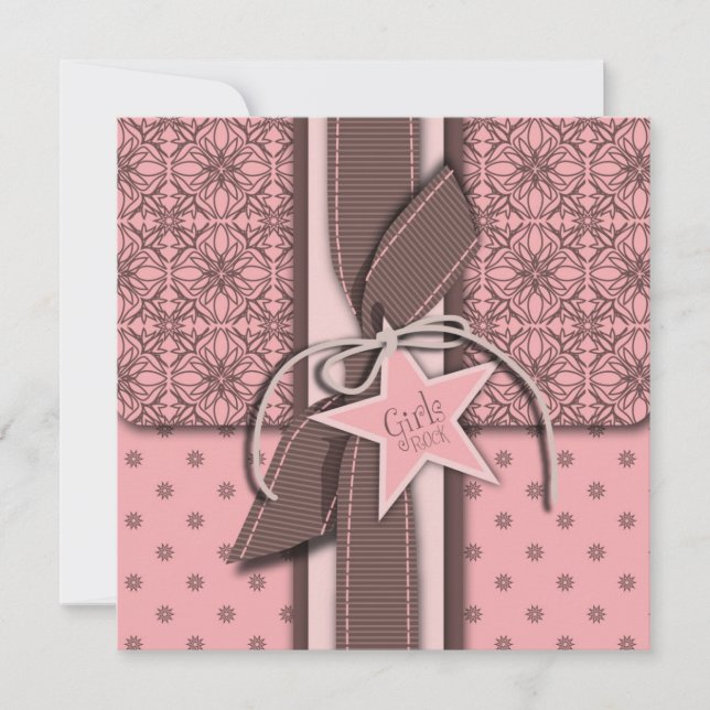 Invitación Star nació Chica Baby Shower Invitation Square (Anverso)