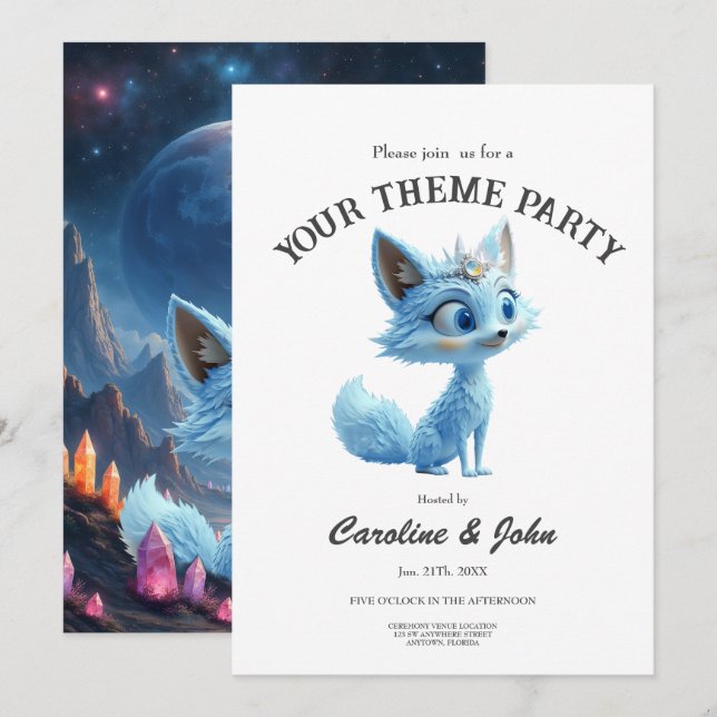 Invitación Star Whisper Fox – Keeper of Crystal Light.  (Anverso / Reverso)