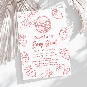 Invitación Starawberry hecho a mano por Berry 1er cumpleaños