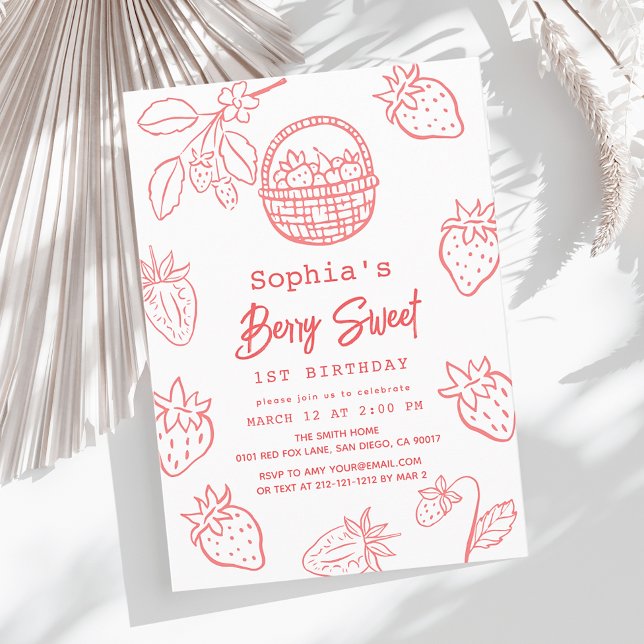 Invitación Starawberry hecho a mano por Berry 1er cumpleaños (Subido por el creador)