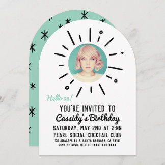 Invitación STARBURST | Custom Simple & Chic Photo Birthday