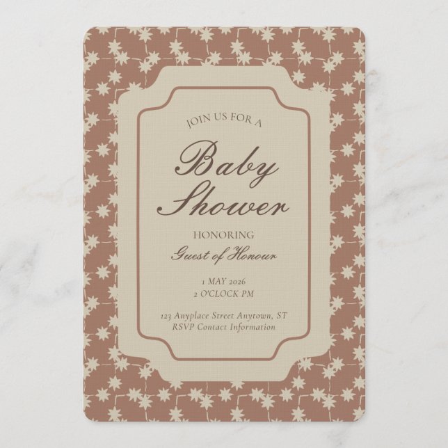 Invitación Starburst Geometric Gender Neutral Brown Beige (Anverso)