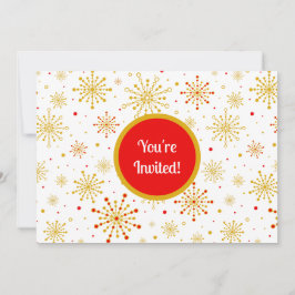 Invitación Starburst Retro Atomic MidCentury Mod Red & Gold