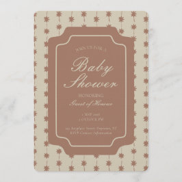 Invitación Starburst Stripe Geometric Gender Neutral Brown