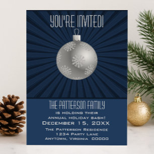 Invitación Starburst Stripes Ornament Holiday Party Oscuro Az