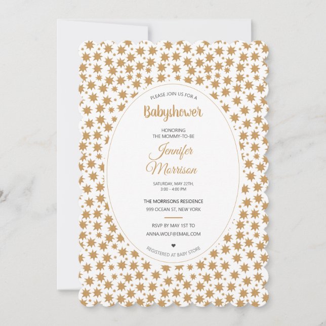 Invitación Stardust Celestial Magical Boho Gold Baby Shower (Anverso)