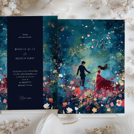 Invitación Stardust Whisper - Boda floral de Borgoña y Marina