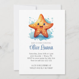 Invitación Starfish acuarela bajo el mar Baby Shower