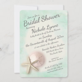 Invitación Starfish acuático y ducha de arena para el dólar