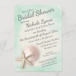 Invitación Starfish acuático y ducha de arena para el dólar