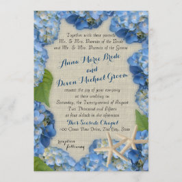 Invitación Starfish and Blue Hydrangea Boda