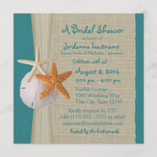 Invitación Starfish and Burlap Aspecto Verde azulado Brigada