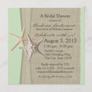 Invitación Starfish and Burlap Look Bridal Shower