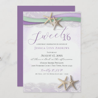 Invitación Starfish and Lace Sweet 16