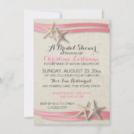 Invitación Starfish and Pink Ribbon Bribon Shower