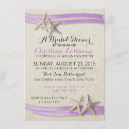 Invitación Starfish and Purple Ribbon Bridal Shower