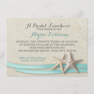 Invitación Starfish and Ribbon Bridal Luncheon