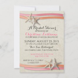 Invitación Starfish and Ribbon Bridal Shower