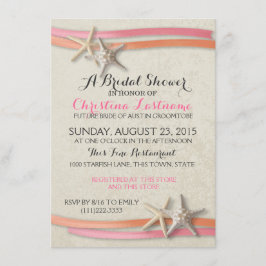 Invitación Starfish and Ribbon Bridal Shower