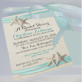 Invitación Starfish and Ribbon Bridal Shower
