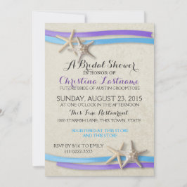 Invitación Starfish and Ribbon Purple and Blue Bridal Shower