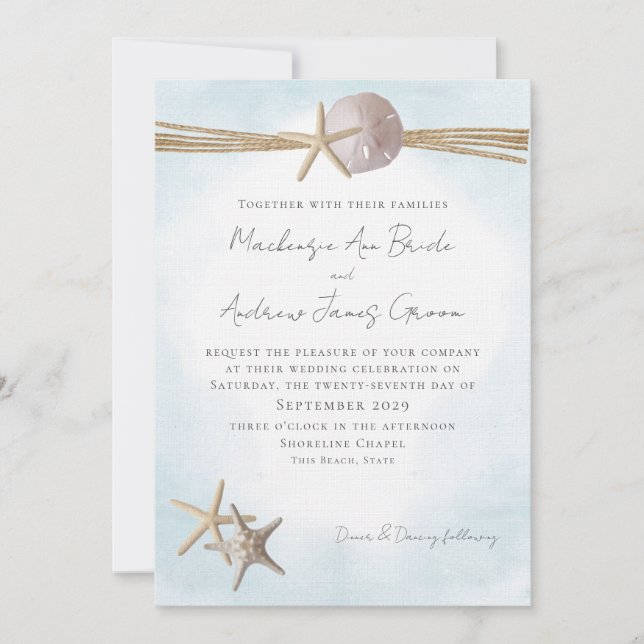 Invitación Starfish and Rope Beach Wedding (Anverso)