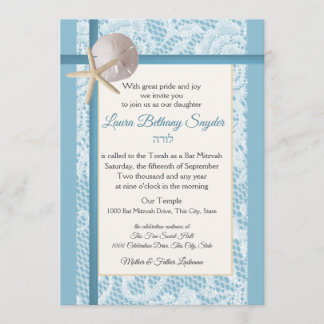 Invitación Starfish and Sand Dollar Ocean Bat Mitzvah