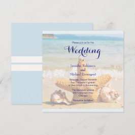 Invitación Starfish and Seashells on the Beach Wedding Invite