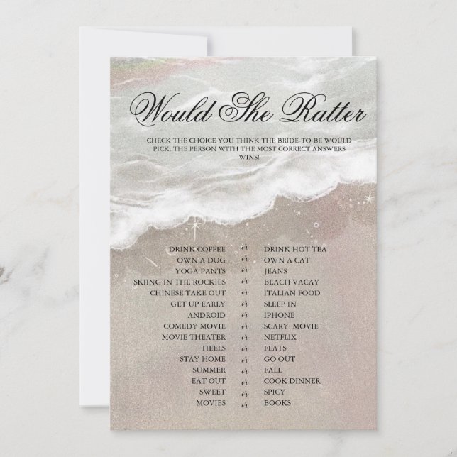 Invitación Starfish and Shells Tropical Beach Bridal Shower (Anverso)