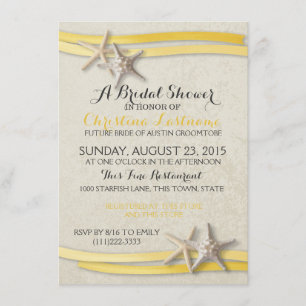 Invitación Starfish and Yellow Ribbon Bribon Shower