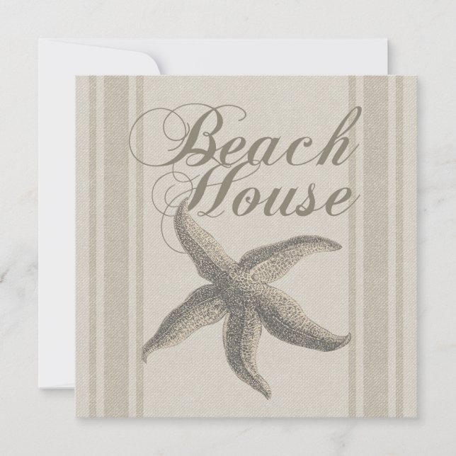 Invitación Starfish Beach House Seashore Coastre (Anverso)