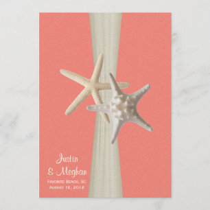 Invitación Starfish Beach Wedding Coral Shell