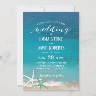 Invitación Starfish Beach Wedding Fiesta
