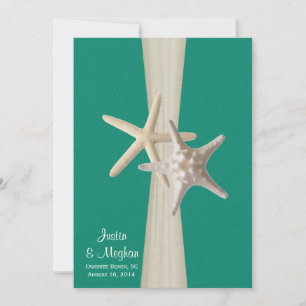 Invitación Starfish Beach Wedding Ocean Green