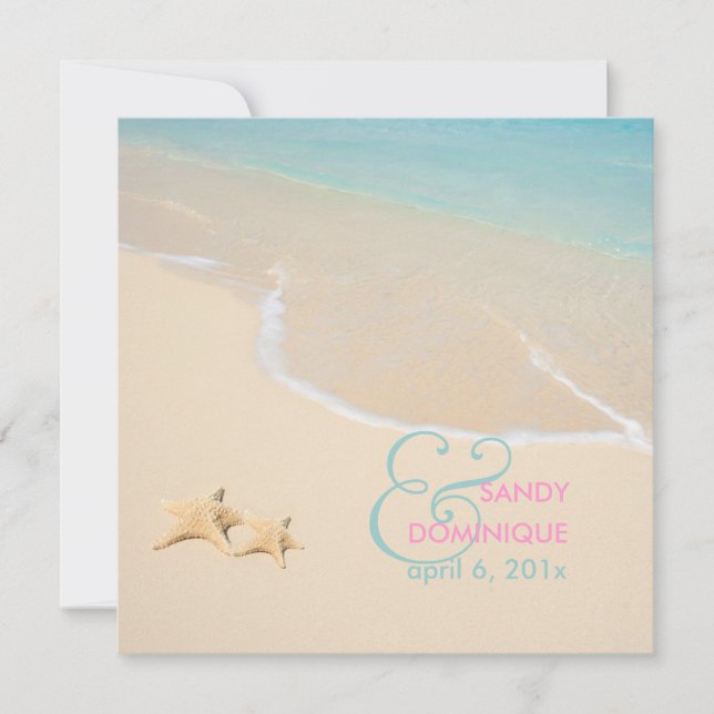 Invitación Starfish de PixDezines + playa/boda tropical (Anverso)