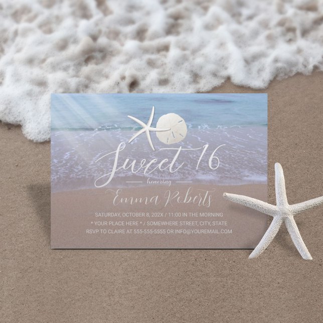 Invitación Starfish de playa y Dólar de arena elegante dulce  (Subido por el creador)