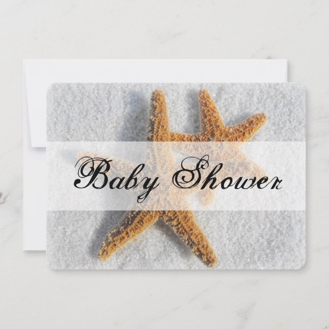 Invitación Starfish en Sand Beach Theme Baby Shower (Anverso)