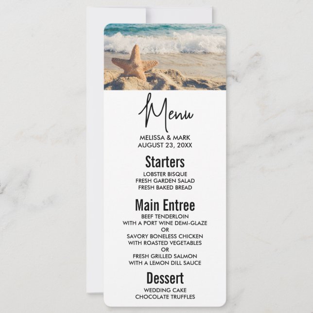 Invitación Starfish en una foto de una playa de arena (Anverso)